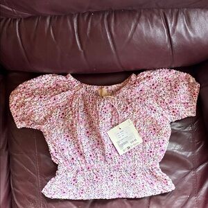 Pink Floral Smocked Top